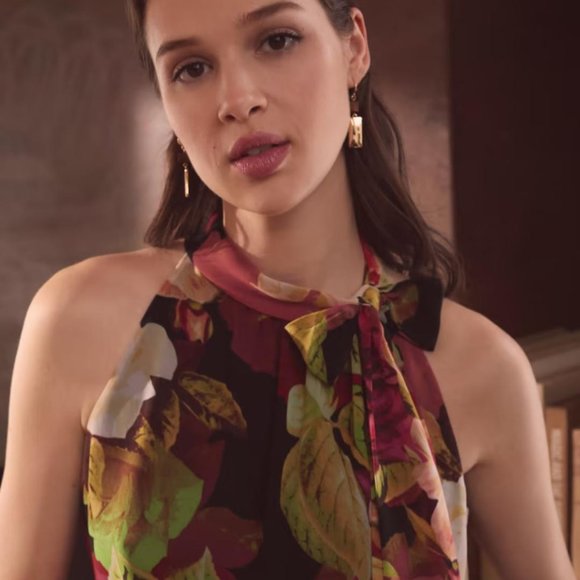 MELANIE LYNE: Sleeveless Tie Neck Blouse - floral - Picture 4 of 6